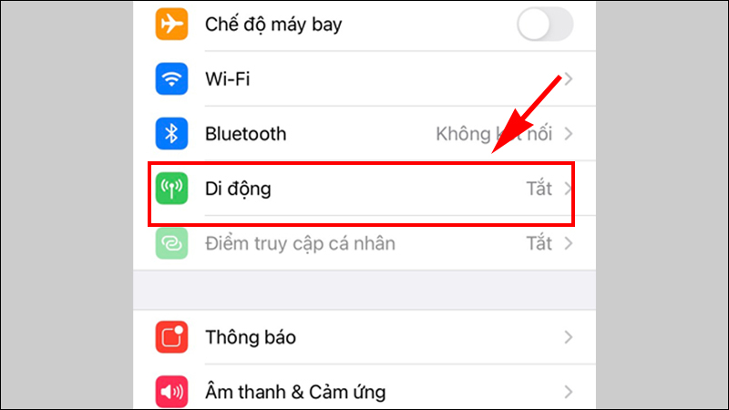V&agrave;o C&agrave;i đặt chọn thanh Di động